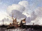 Ludolf Backhuysen Ships on the Zuiderzee before the Fort of Naarden oil on canvas